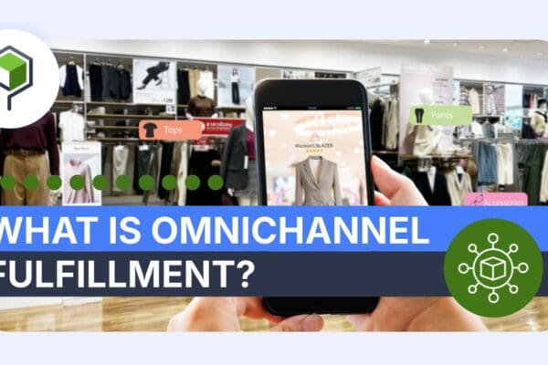 mobile phone with apparel sales page overlayed over retail clothing store, symbolizing omnichannel fulfillment